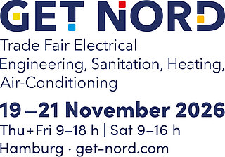 GET NORD logo with subline. The subline includes claim, date, opening times, location and website