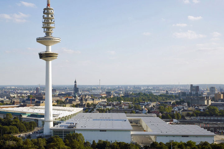 [Translate to EN:] Hamburg Messe Luftaufnahme